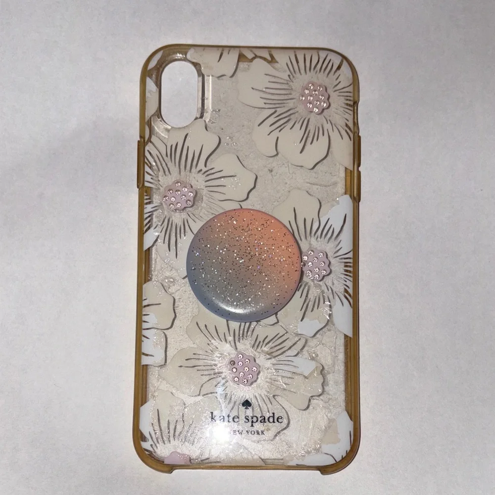 ♠️ KATE SPADE: Glitter Floral iPhone XR Case - with Phone Bracket